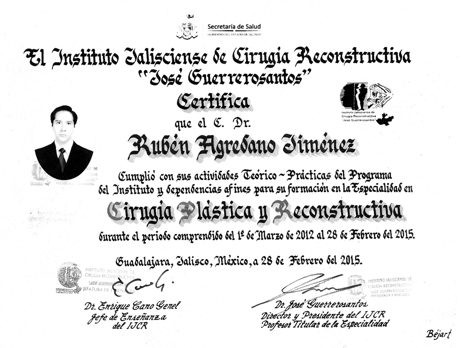 Vallarta plastic surgeon doctor certificate
