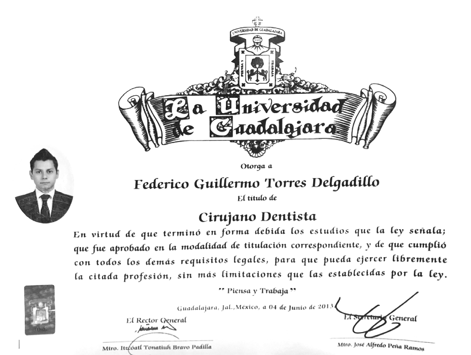 Vallarta dentist doctor certificate